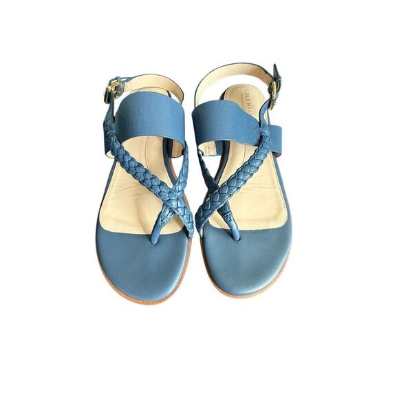 Cole Haan Womens Leather Anica Braided Thong Back Strap Sandals Blue Size 9B - Picture 6 of 16
